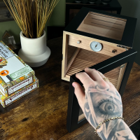 Adorini Cube Deluxe Black Cigar Humidor - 100 Cigar Capacity (AD055)