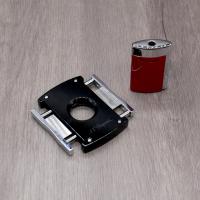 ST Dupont Minijet Lighter & Maxijet Cigar Cutter Set - Black & Red
