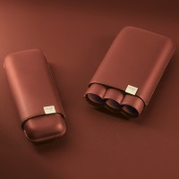 Davidoff XL-3 Leather Cigar Case - 3 Cigars RG 60 - Brown & Gold