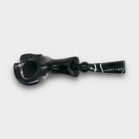 Erik Nording Freehand Black Smooth Marble Stem Bent Fishtail Pipe (EN253)