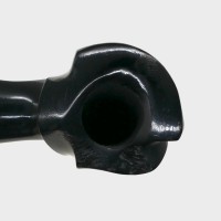 Erik Nording Freehand Black Smooth Marble Stem Bent Fishtail Pipe (EN253)
