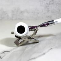 Falcon Silver Shillelagh Purple Twisted White Bowl Fishtail Pipe (FAL288)
