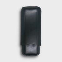 GBD Plain Leather Cigar Case - Three Churchill - BLACK