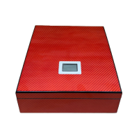 Red Design Humidor with Digital Hygrometer - 20 Cigar Capacity - UNBOXED