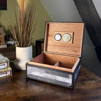 Angelo Grey Tone Cuban Flag Humidor - 40 Cigar Capacity