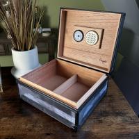 Angelo Grey Tone Cuban Flag Humidor - 40 Cigar Capacity