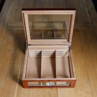 Angelo 4 Window Burl Humidor with External Hygrometer - 50 Cigar Capacity