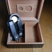 Angelo Black Humidor with Gift Set - 30 Cigar Capacity