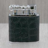 J Cure C.Gars Collection Jet Flame Table Lighter - Black Crocodile Leather (End of Line)