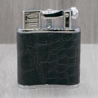 J Cure C.Gars Collection Jet Flame Table Lighter - Black Crocodile Leather (End of Line)