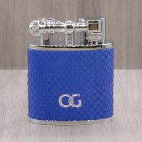 J Cure C.Gars Collection Jet Flame Table Lighter - Blue Python Leather (End of Line)