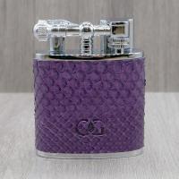 J Cure C.Gars Collection Jet Flame Table Lighter - Purple Python Leather (End of Line)