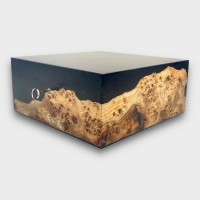 Jonathon Vaiksaar River Large Square Humidor - Burr Elm - 140 Cigar Capacity