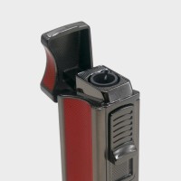 Eurojet Jet Lighter with Punch Cut and Rest - Gunmetal & Red