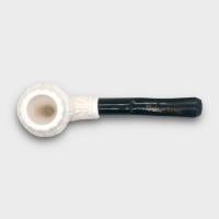 Meerschaum Small Floral Bent Black Stem Fishtail Pipe (MEER397)