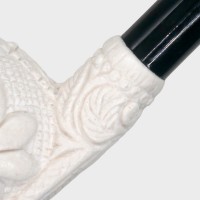 Meerschaum Small Floral Bent Black Stem Fishtail Pipe (MEER397)