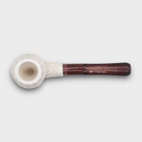 Meerschaum Small Floral Bent Amber Stem Fishtail Pipe (MEER78)