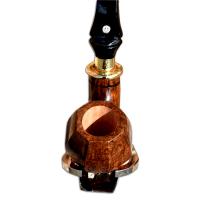 Mastro de Paja Smooth Curved Gold Banded Panelled Italian Pipe with filter (0002