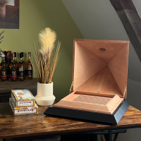 Adorini Pyramid Black Deluxe Cigar Humidor - 100 Cigar Capacity (AD040)