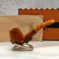 Savinelli Miele 628 Smooth Bent Honey 6mm Filter Fishtail Pipe (SAV1338) (End of Line)