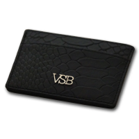 VSB London Crocodile Skin Black Leather Card Holder