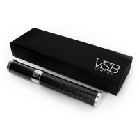 VSB London Gloss Black Carbon Fibre & Stainless Steel 56 Ring Gauge Cigar Tube