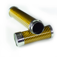 VSB London Gloss Gold Carbon Fibre & Stainless Steel 56 Ring Gauge Cigar Tube