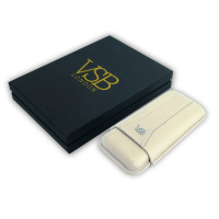 VSB London Three Finger Ivory Leather Cigar Case