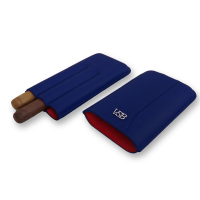 VSB London Three Finger Royal Blue Leather Cigar Case