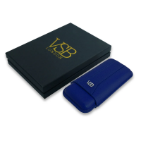 VSB London Three Finger Royal Blue Leather Cigar Case
