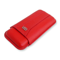 VSB London Three Finger Red Leather Cigar Case