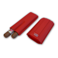 VSB London Two Finger Red Leather Cigar Case