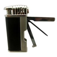 Zorr Pipe Lighter with Pipe Tool Black Leather and Gunmetal