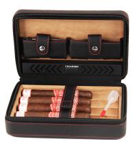 Cigarism Cedar Lined Travel Cigar Humidor with Cutter & Lighter - 4 Cigar Capacity - Black