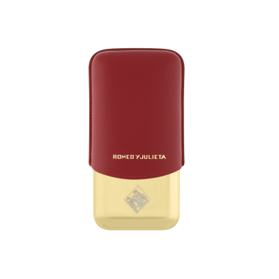 ST Dupont Metal Base Cigar Case - Romeo y Julieta - Golden White - Holds 3 Cigars