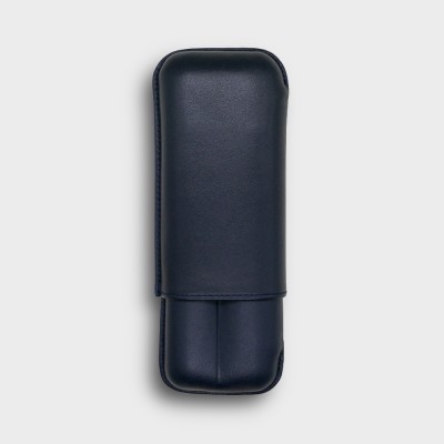 Recife Chesterfield Culture Space Blue Leather Cigar Case - 2 Cigar Capacity