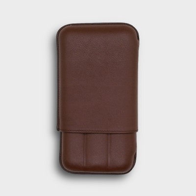 Recife Chesterfield Culture Hot Chocolate Leather Cigar Case - 3 Cigar Capacity