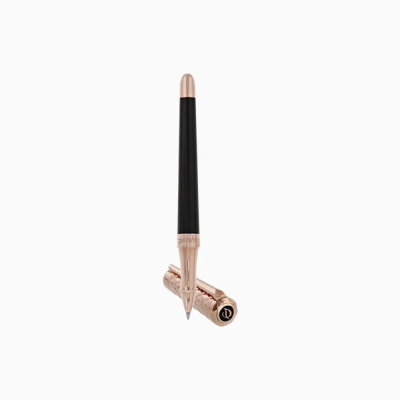 ST Dupont Rollerball Pen - Libert&Atilde;&copy; - Black Lacquer & Rose Gold Trim