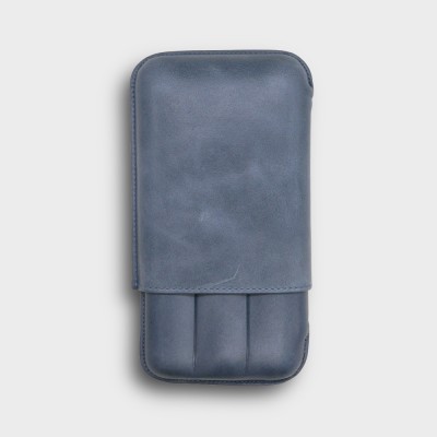 Recife Chicago Blue Label Leather Cigar Case - 3 Cigar Capacity