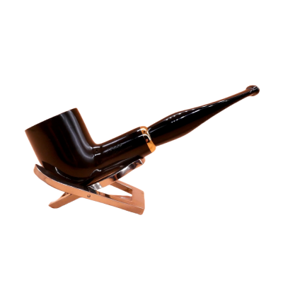 Aldo Morelli Fiorita Black 510 Smooth 9mm Filter Bent Fishtail Pipe (AMF172)