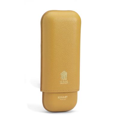 Bosquet Paris EMS Leather 2 Finger Cigar Case - Golden - Fits 2 Cigars