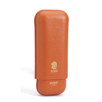 Bosquet Paris EMS Leather 2 Finger Cigar Case - Orange - Fits 2 Cigars