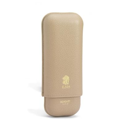 Bosquet Paris EMS Leather 2 Finger Cigar Case - Piedra - Fits 2 Cigars