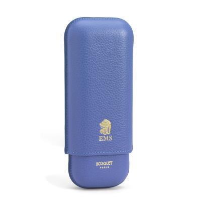 Bosquet Paris EMS Leather 2 Finger Cigar Case - Sky Blue - Fits 2 Cigars