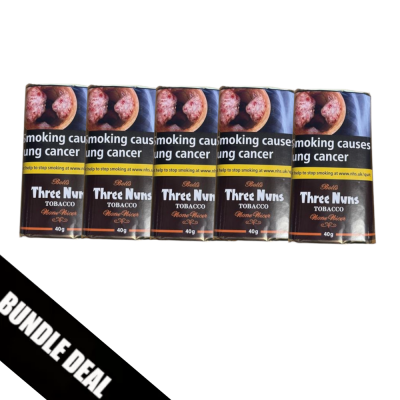 BUNDLE DEAL - Bells Three Nuns Pipe Tobacco 5 x 40g Pouch
