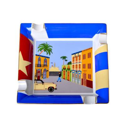 Elie Bleu 4 Position Porcelain Cigar Ashtray - Casa Cubana Elie Bleu 4 Position Porcelain Cigar Ashtray - Casa Cubana