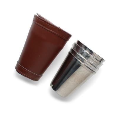 Artamis Large 3oz Four Piece Cup Set In Brown Leather Case