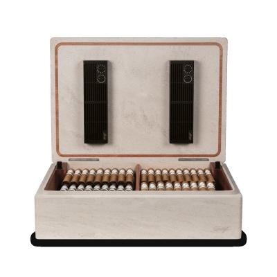 Davidoff Monolith Humidor - Cream Limestone - 120 Cigar Capacity