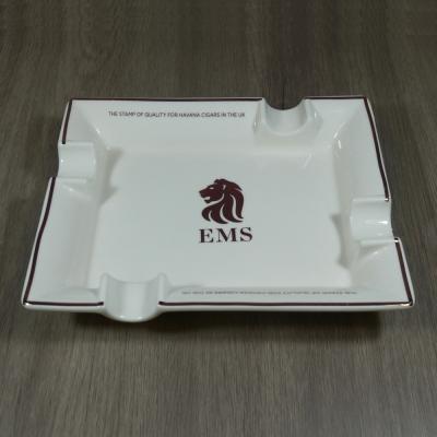 EMS White Ceramic Ashtray - 4 Cigar Rest EMS White Ceramic Ashtray - 4 Cigar Rest