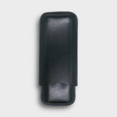 GBD Plain Leather Cigar Case - Three Churchill - BLACK